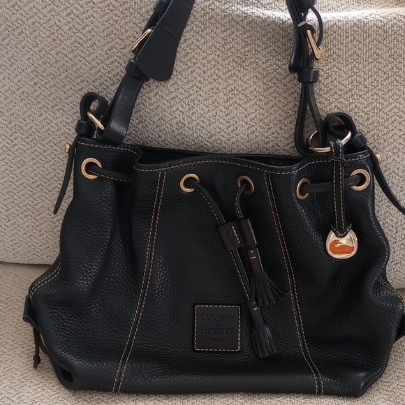 Dooney & Bourke Handbags - Dooney & Bourke Black Pebbled Leather Shoulder Bag